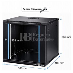 Armario Rack 12U 530x400 mm desmontado | Mural Phasak ECO PHO 2012-D